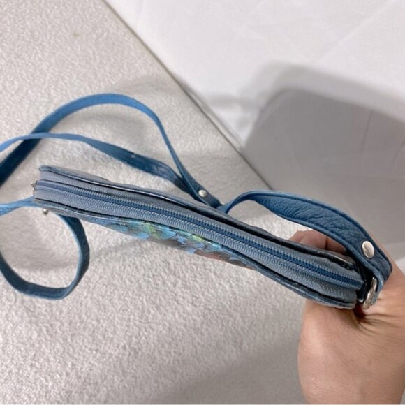 Vintage 90’s Biacci Hand Painted Peacock On Leather Crossbody Shoulder Bag Purse - Picture 7 of 16